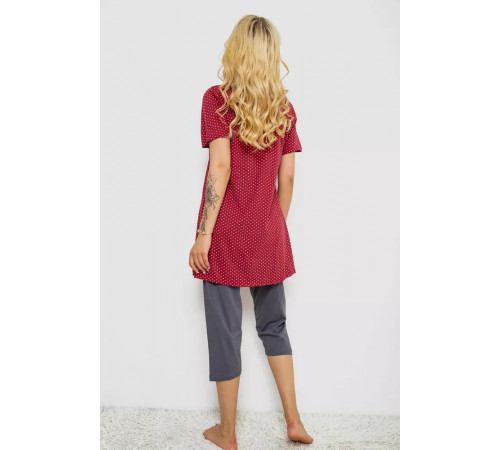 Пижама женская с принтом, цвет бордовый, 243R10391.