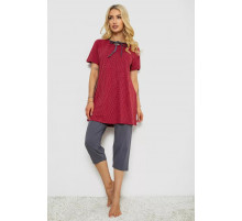 Пижама женская с принтом, цвет бордовый, 243R10391.