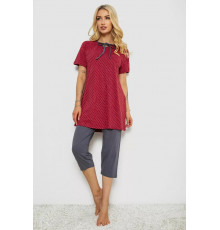 Піжама жіноча з принтом, колір бордовий, 243R10391