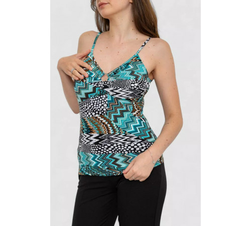 Майка жіноча різнокольорова, колір чорно-бірюзовий, 186R501