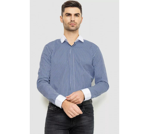 Рубашка мужская в полоску, цвет бело-синий, 214R35-18-308