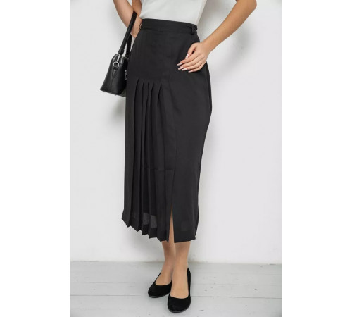 Юбка на подкладке с разрезом, цвет черный, 167R5291