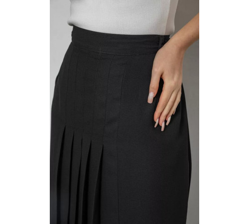 Юбка на подкладке с разрезом, цвет черный, 167R5291