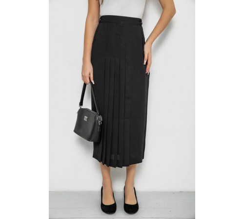 Юбка на подкладке с разрезом, цвет черный, 167R5291