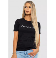Женская футболка с принтом, цвет черный, 238R57396