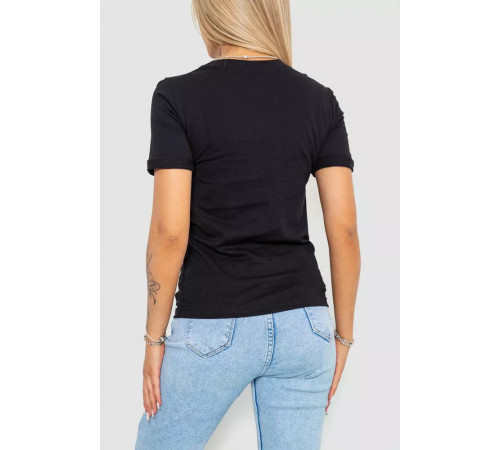 Женская футболка с принтом, цвет черный, 238R57396