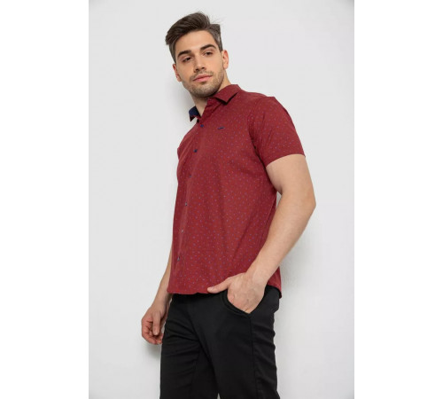 Сорочка чоловіча з принтом, колір бордовий, 214R7340-1