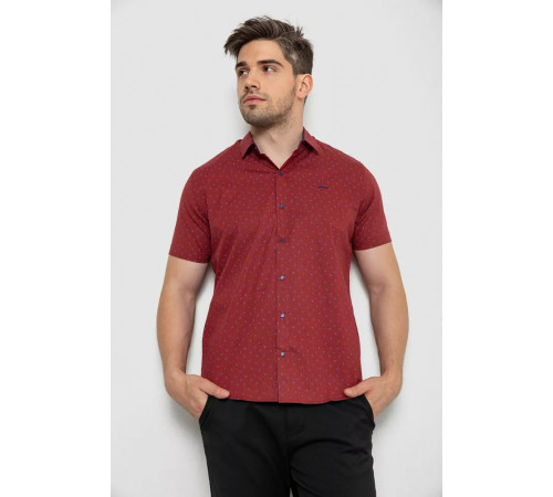 Сорочка чоловіча з принтом, колір бордовий, 214R7340-1