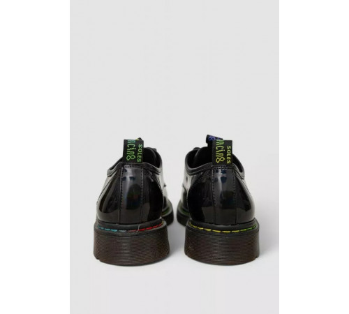 Лофери жіночі на шнурках лакові, колір чорний, 248RRT17-6