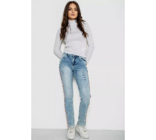 Джинси жіночі з лампасами, колір блакитний, 247R1547