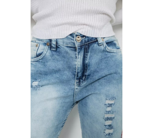 Джинси жіночі з лампасами, колір блакитний, 247R1547