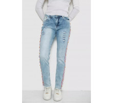 Джинси жіночі з лампасами, колір блакитний, 247R1547