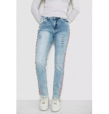 Джинси жіночі з лампасами, колір блакитний, 247R1547