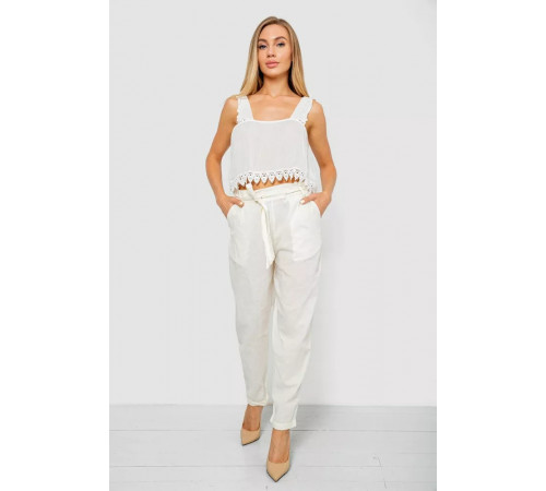 Брюки женские летние на манжете, цвет молочный, 244R350