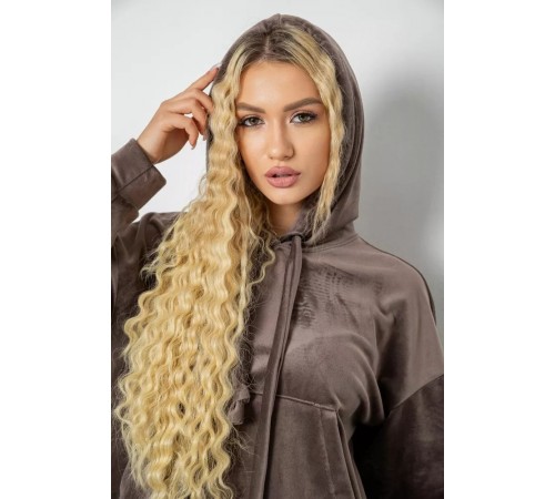 Спорт костюм женский велюровый свободного кроя, цвет мокко, 241R2001-20 Спорт костюм женский велюровый свободного кроя, цвет мокко, 241R2001-20