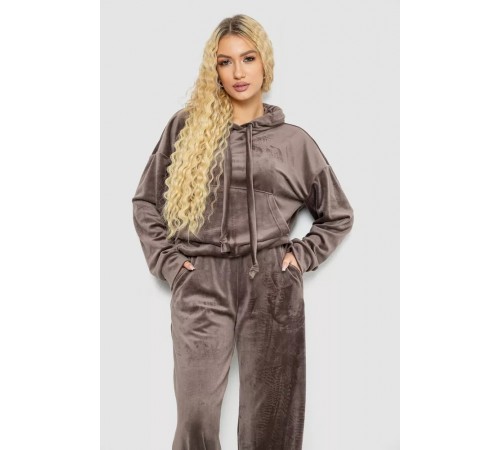 Спорт костюм женский велюровый свободного кроя, цвет мокко, 241R2001-20 Спорт костюм женский велюровый свободного кроя, цвет мокко, 241R2001-20
