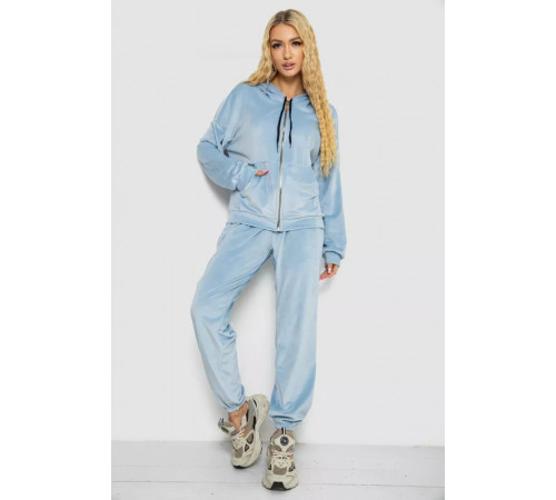 Спортивный костюм женский велюровый, цвет голубой, 238R107-1.
