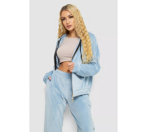 Спортивный костюм женский велюровый, цвет голубой, 238R107-1.
