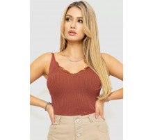 Женская майка в рубчик, цвет коричневый, 204R020-1