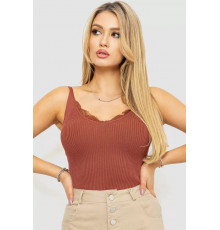 Майка жіноча в рубчик, колір коричневий, 204R020-1