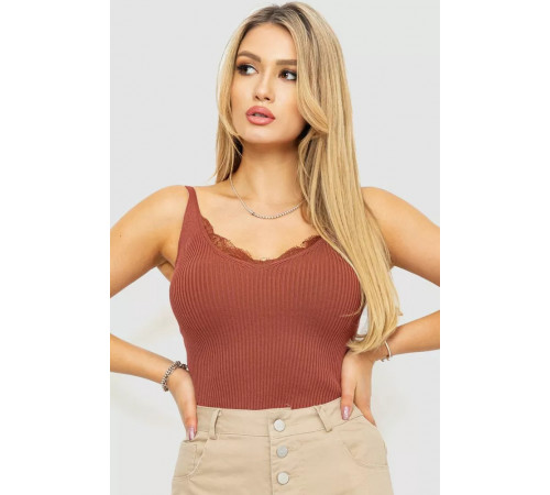Женская майка в рубчик, цвет коричневый, 204R020-1
