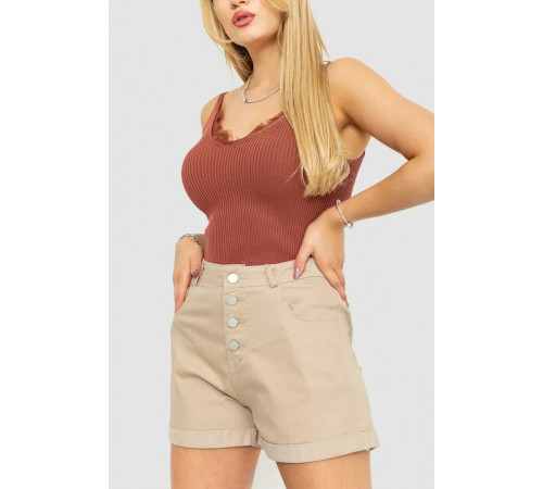 Женская майка в рубчик, цвет коричневый, 204R020-1