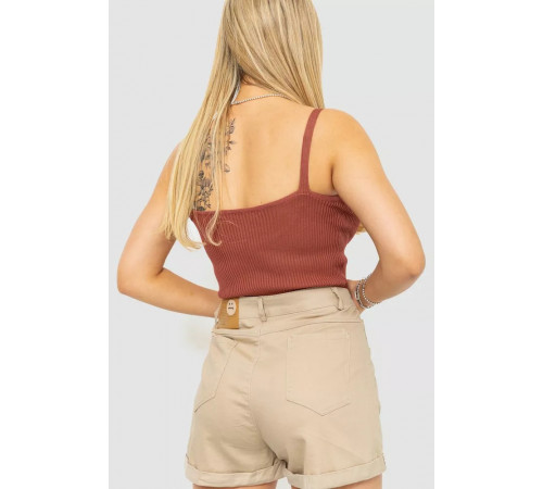 Женская майка в рубчик, цвет коричневый, 204R020-1