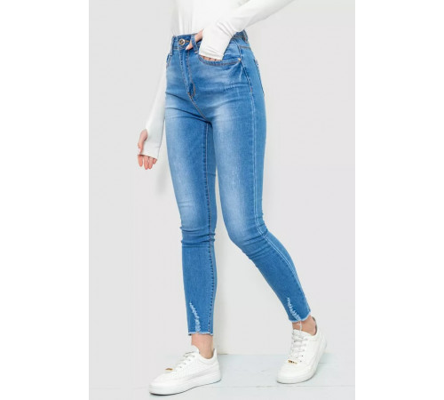 Джинси жіночі з потертостями, колір синій, 214R1531