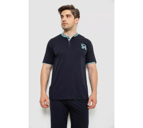 Піжама чоловіча з принтом, колір синій, 243R2005