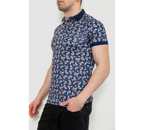 Поло чоловіче з принтом, колір темно-синій, 214R7003-1