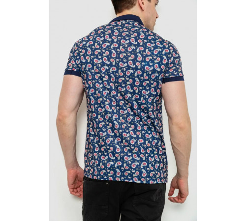 Поло чоловіче з принтом, колір темно-синій, 214R7003-1