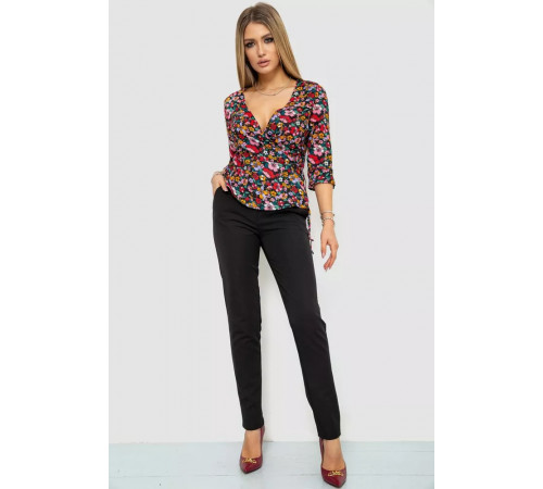 Блуза з квітковим принтом, колір різнобарвний, 244R072