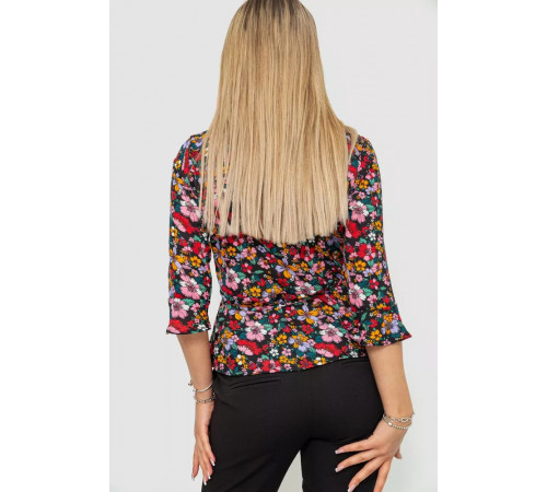 Блуза з квітковим принтом, колір різнобарвний, 244R072