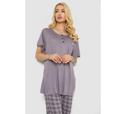 Піжама жіноча з принтом, колір сірий, 243R7023