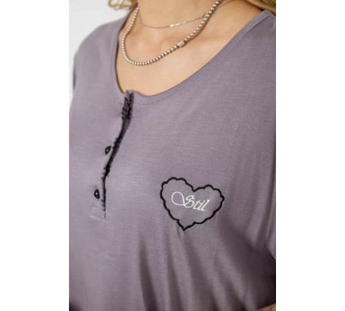 Піжама жіноча з принтом, колір сірий, 243R7023