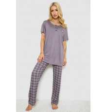 Піжама жіноча з принтом, колір сірий, 243R7023