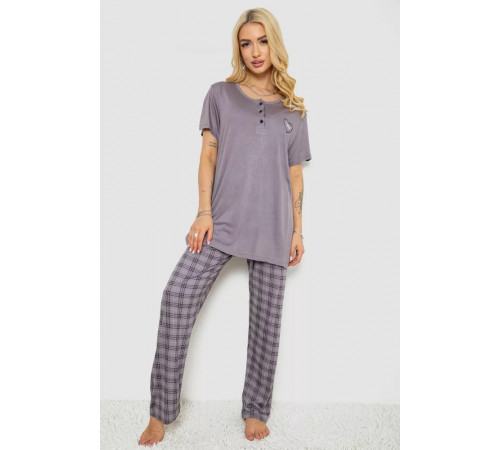 Піжама жіноча з принтом, колір сірий, 243R7023