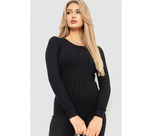 Женская водолазка в рубчик, цвет черный, 204R9031
