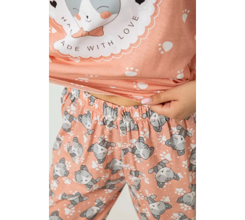 Піжама жіноча з принтом, колір персиковий, 243R15448