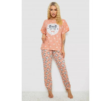 Піжама жіноча з принтом, колір персиковий, 243R15448