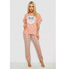 Піжама жіноча з принтом, колір персиковий, 243R15448