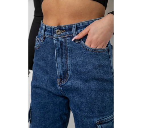 Джинси жіночі з кишенями, колір синій, 244R9002
