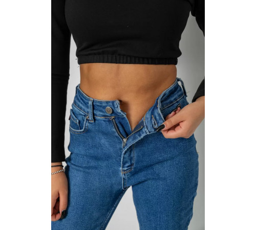 Джинси жіночі Mom-fit стрейч, колір синій, 244R1134