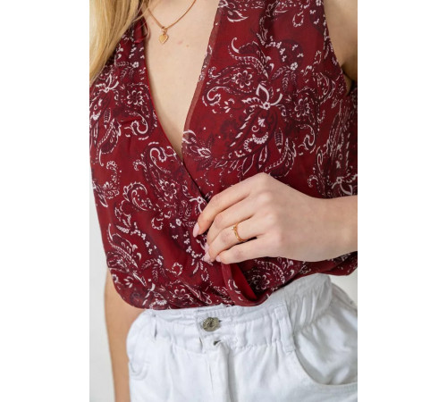 Боди с цветочным принтом, цвет бордовый, 244R080