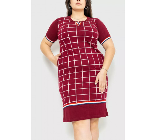 Сукня в клітку повсякденна, колір бордовий, 231R6234