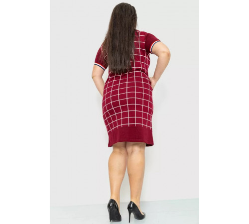 Сукня в клітку повсякденна, колір бордовий, 231R6234