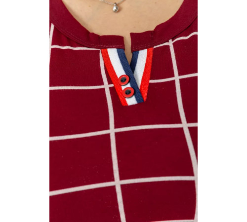 Сукня в клітку повсякденна, колір бордовий, 231R6234