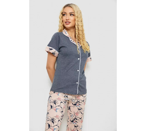Женская пижама с принтом, цвет серый, 243R7100