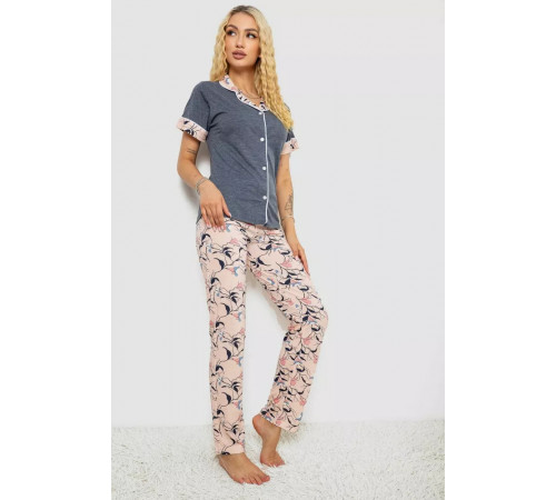 Женская пижама с принтом, цвет серый, 243R7100