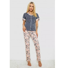 Піжама жіноча з принтом, колір сірий, 243R7100